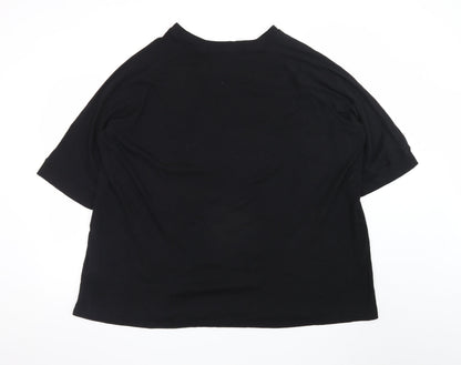 Capsule Womens Black Relaxed Fit Cotton Blend Short Sleeve T-Shirt Size 32