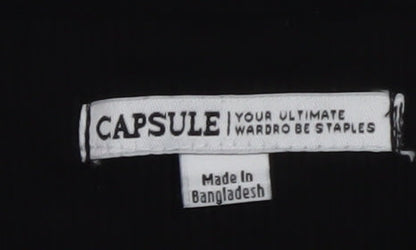 Capsule Womens Black Relaxed Fit Cotton Blend Short Sleeve T-Shirt Size 32