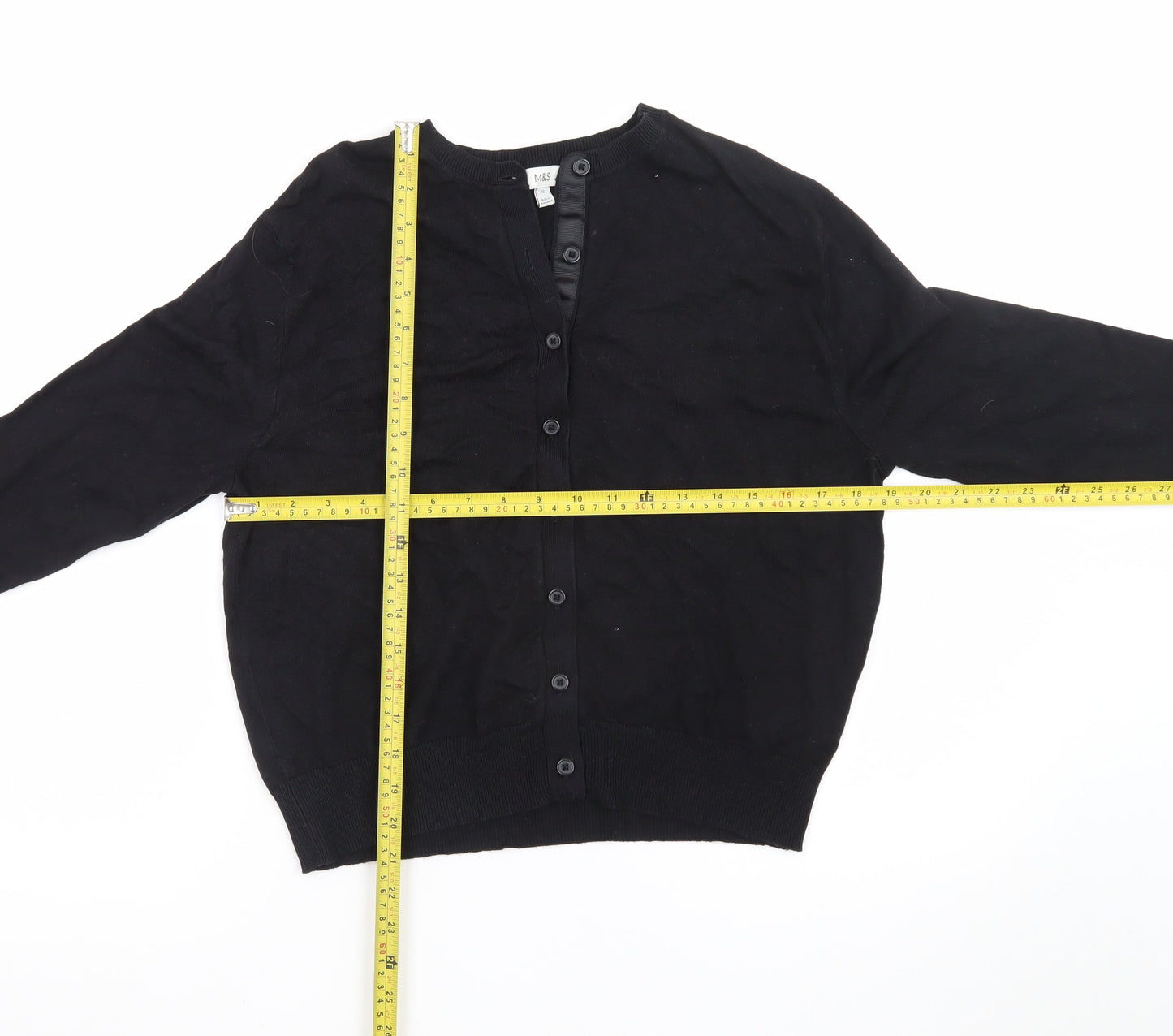 Marks and Spencer Womens Black Size 12 Cardigan Viscose Blend