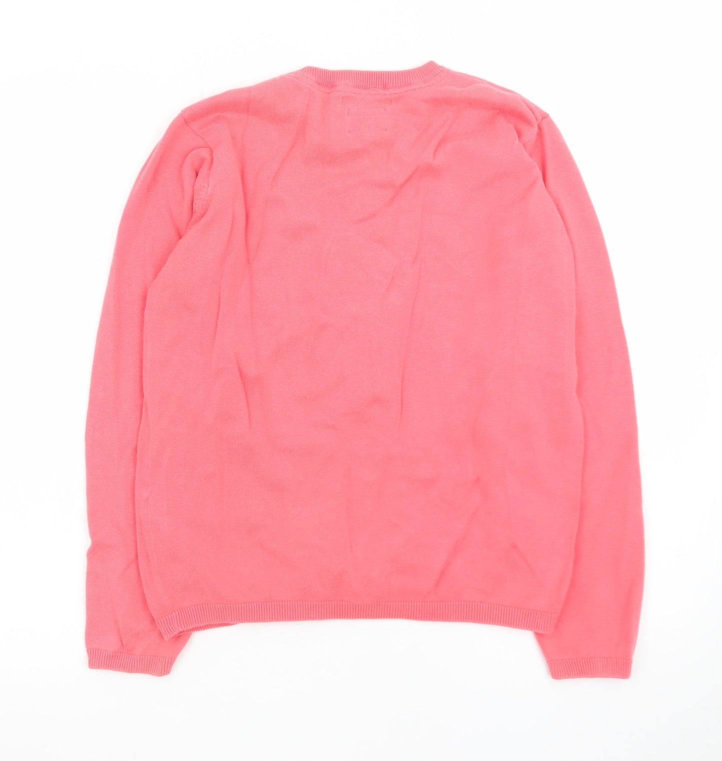 Tommy Hilfiger Women's Pink Cotton Crew Neck Cardigan M