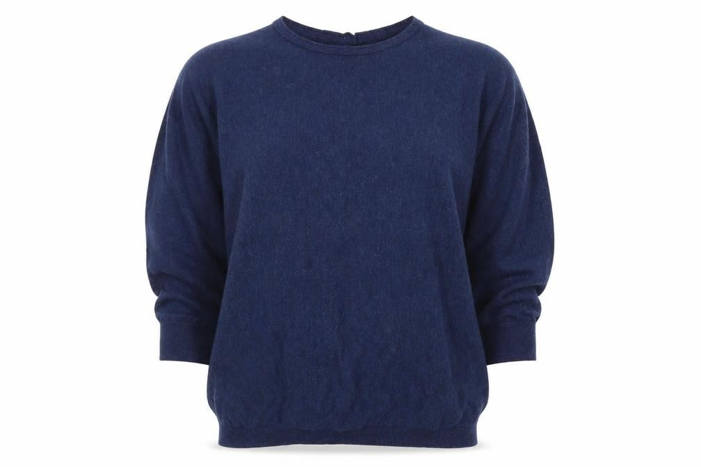 FatFace Womens Blue Wool Blend Button Back Jumper UK 14
