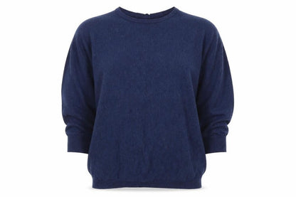 FatFace Womens Blue Wool Blend Button Back Jumper UK 14