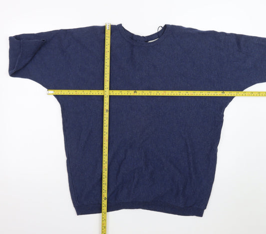 Fat Face Womens Blue Wool Blend Button Back Jumper UK 14
