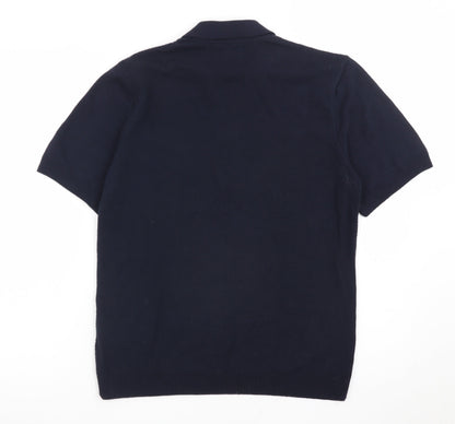 H&M Men's Navy Short Sleeve Slim Fit Polo Shirt Cotton Blend Small