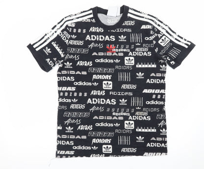 Adidas Men's Black Graphic Print Crew Neck Short Sleeve T-Shirt XS