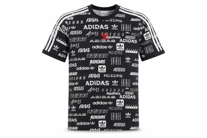 Front view of Adidas Men's Black Graphic Print Crew Neck Short Sleeve T-Shirt XS