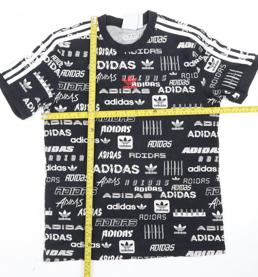 Adidas Men's Black Graphic Print Crew Neck Short Sleeve T-Shirt XS