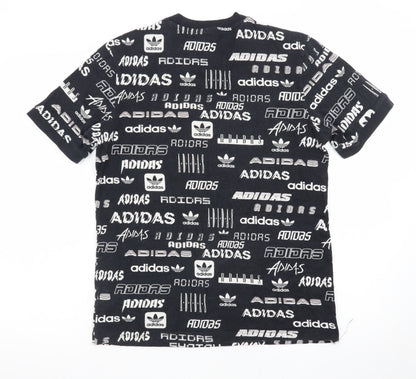 Adidas Men's Black Graphic Print Crew Neck Short Sleeve T-Shirt XS