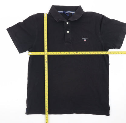GANT Men's Black Cotton Polo Shirt Size L Short Sleeve Classic Fit