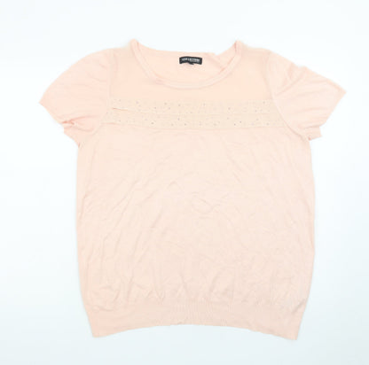 The Collection Debenhams Women’s Pink Beaded Short Sleeve Knit Top Size 18