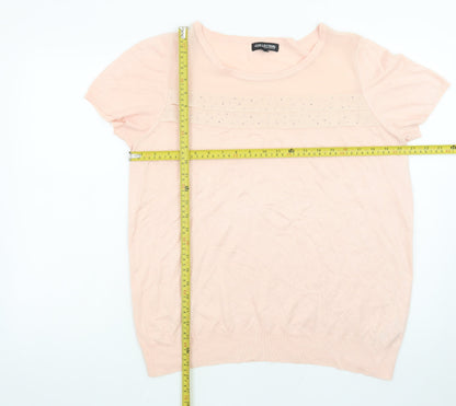 The Collection Debenhams Women’s Pink Beaded Short Sleeve Knit Top Size 18