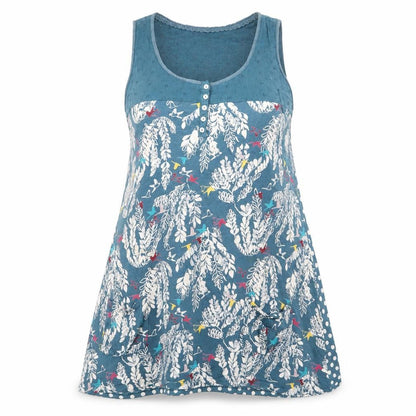 White Stuff Women's Blue Floral A-Line Sleeveless Dress Size 14