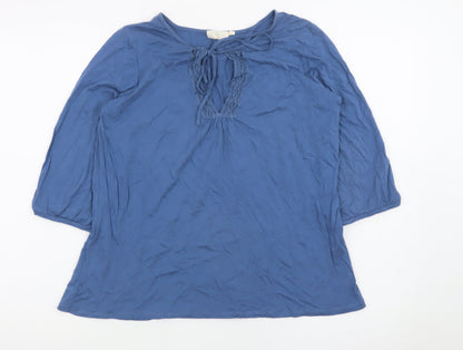 New Look Women's Blue 3/4 Sleeve Tunic Blouse UK 14