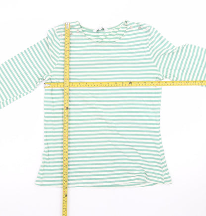 Principles Petite Women’s Green White Striped Cotton Long Sleeve Top Size 12
