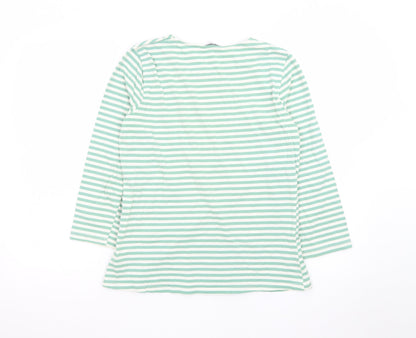 Principles Petite Women’s Green White Striped Cotton Long Sleeve Top Size 12