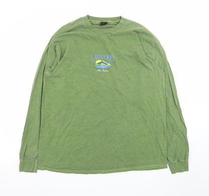 Urban Outfitters Men’s Green Lake Como Long Sleeve Cotton T-Shirt M