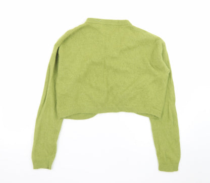 French Connection Women Green Angora Wool Shrug Cardigan M