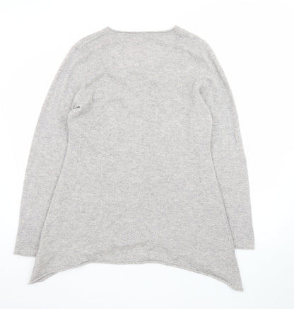 WoolOvers Women Grey Merino Wool Cashmere Tunic Jumper Size L