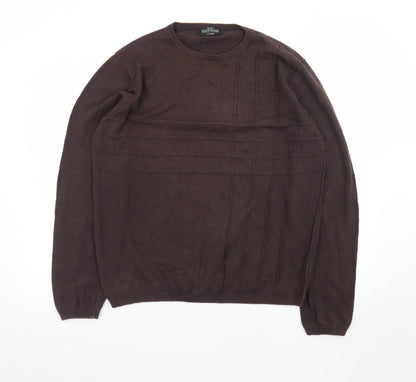 Next Men's Brown Cotton Knitwear Jumper Size L Crew Neck