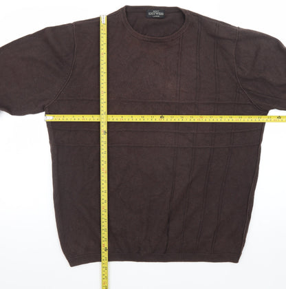 Next Men's Brown Cotton Knitwear Jumper Size L Crew Neck