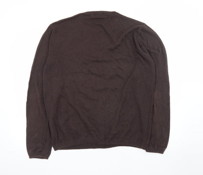 Next Men's Brown Cotton Knitwear Jumper Size L Crew Neck