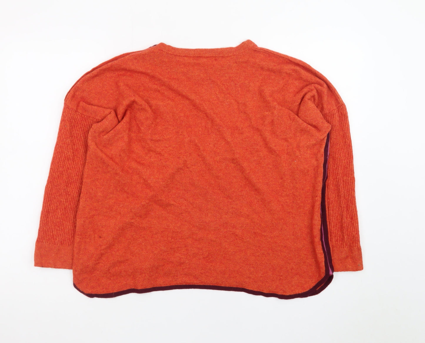 White Stuff Womens Orange Crew Neck Button Pullover Jumper UK 18