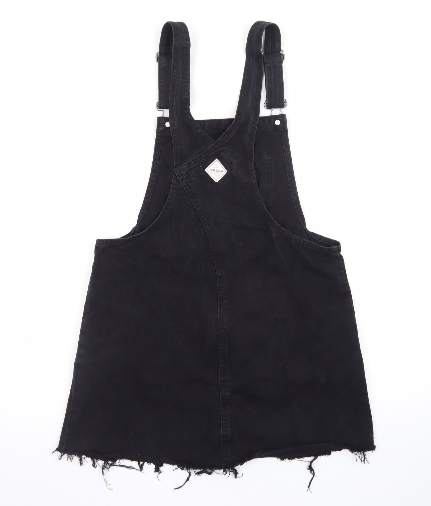 Pull&Bear Women Black Denim Pinafore Dress Size 12 Casual