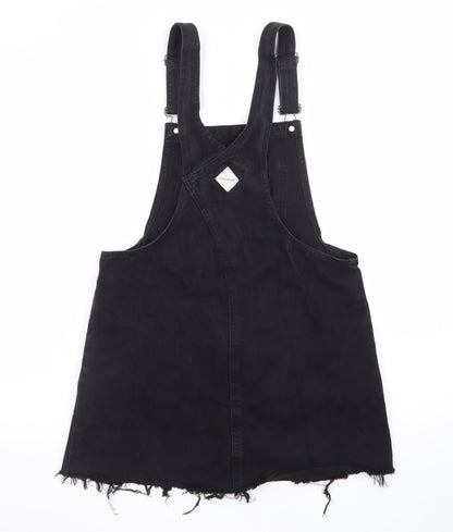 Pull&Bear Women Black Denim Pinafore Dress Size 12 Casual