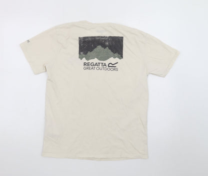 Regatta Men's Beige Graphic Outdoor Crew Neck Cotton T-Shirt M