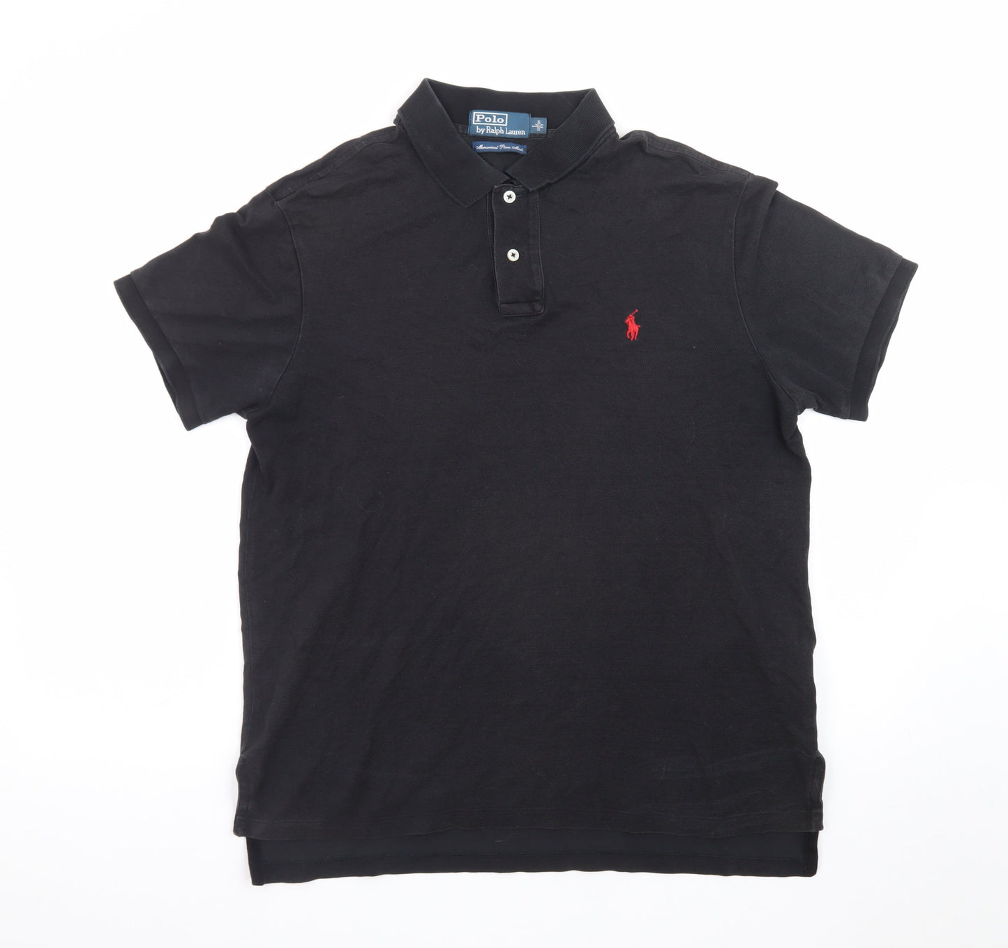 Ralph Lauren Men's Black Custom Fit Cotton Polo Shirt Size L