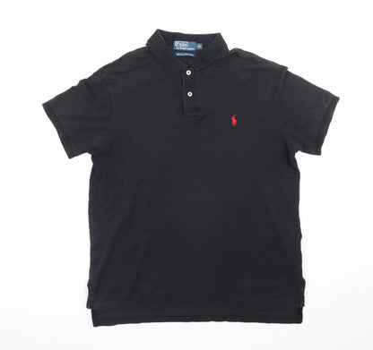 Ralph Lauren Men's Black Custom Fit Cotton Polo Shirt Size L