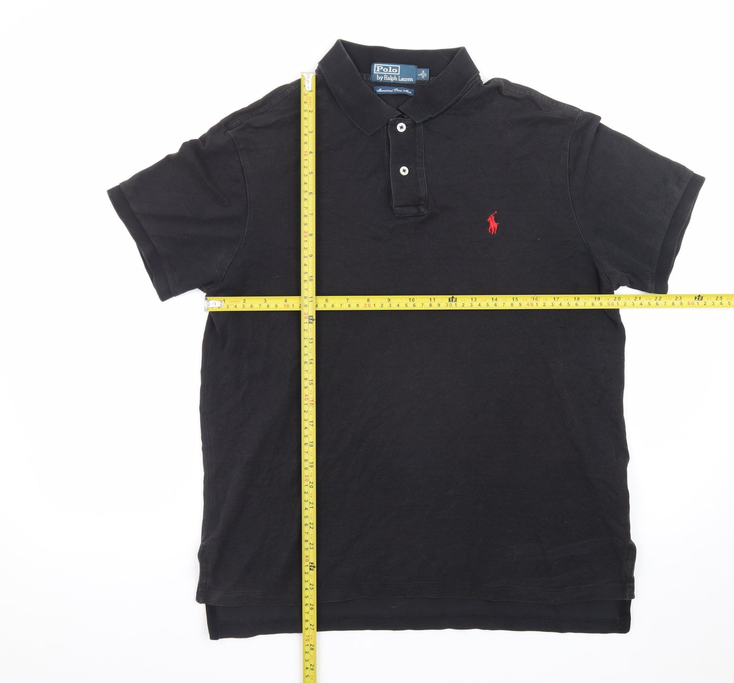 Ralph Lauren Men's Black Custom Fit Cotton Polo Shirt Size L