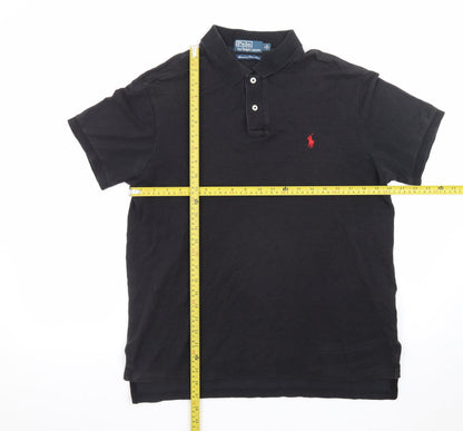 Ralph Lauren Men's Black Custom Fit Cotton Polo Shirt Size L