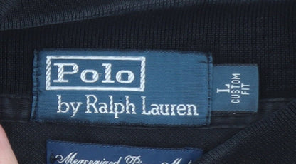 Ralph Lauren Men's Black Custom Fit Cotton Polo Shirt Size L