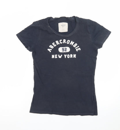 Abercrombie & Fitch Womens Blue L Cotton Embroidered T-Shirt