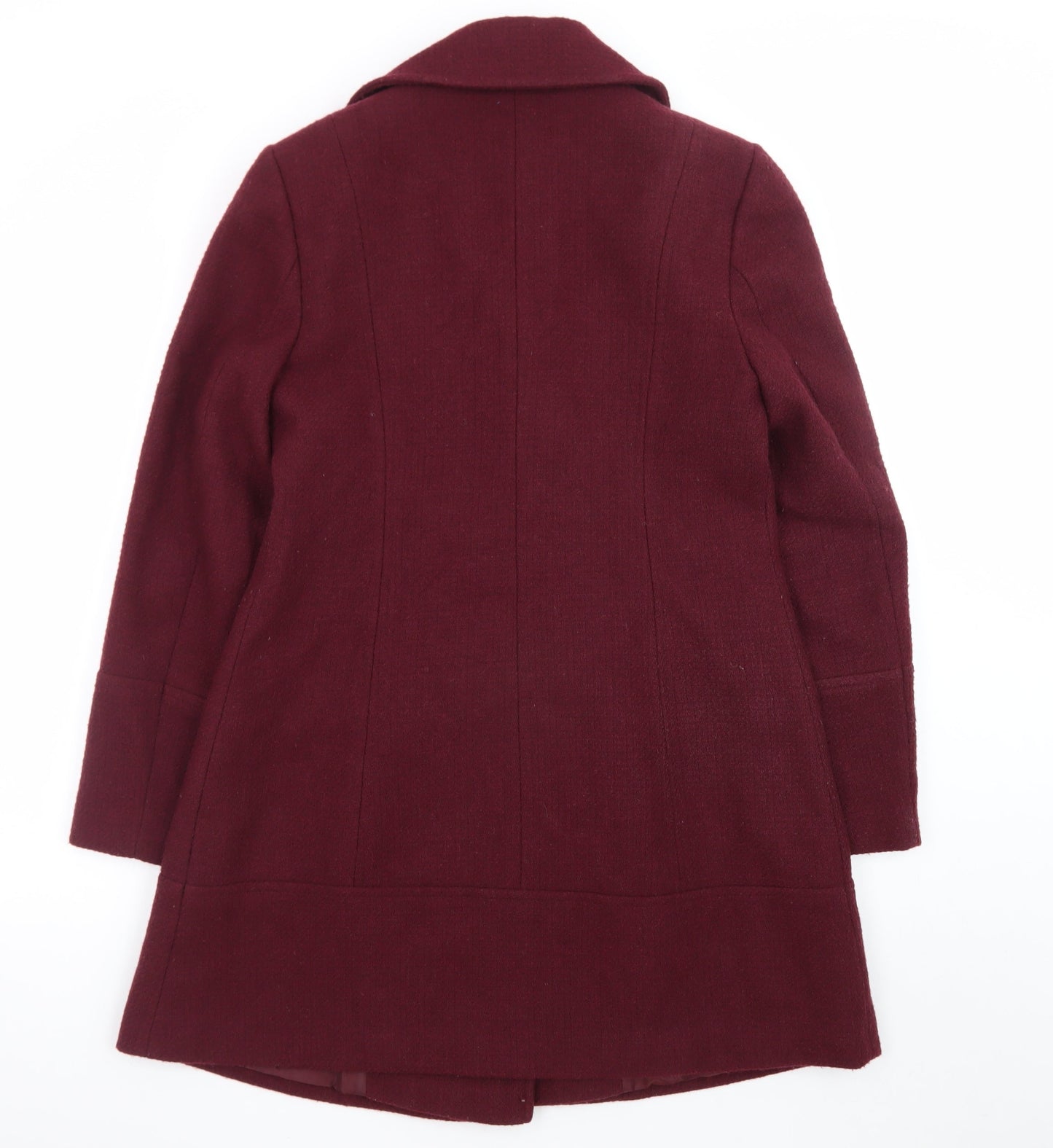 Oasis Women Red Wool Blend Pea Coat Size M Mid-Length Classic