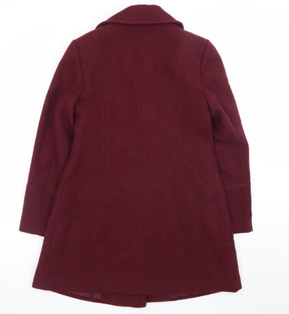 Oasis Women Red Wool Blend Pea Coat Size M Mid-Length Classic