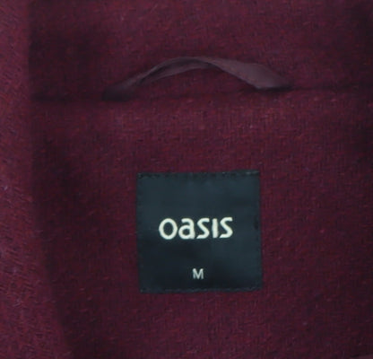 Oasis Women Red Wool Blend Pea Coat Size M Mid-Length Classic