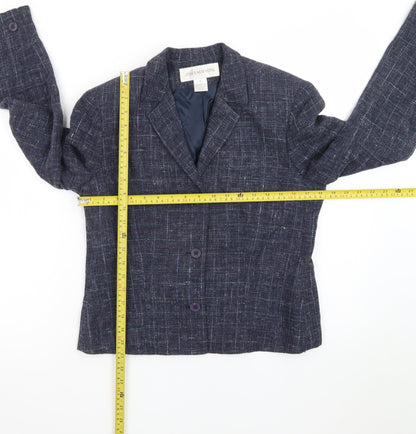 Jones New York Women's Navy Wool Blend Blazer Jacket Size 12 Classic Lined