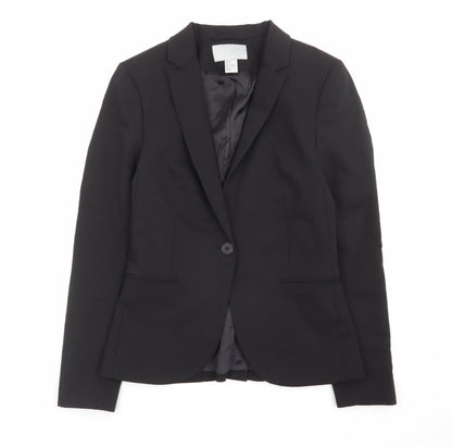 H&M Womens Black Slim Fit Blazer Jacket Size 10 Formal Workwear