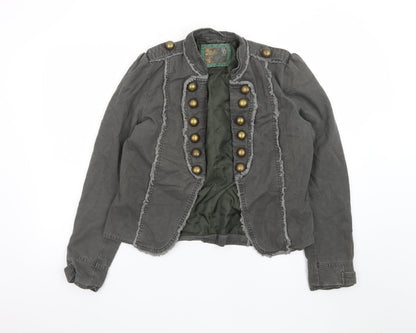 E-vie Women's Khaki Military Jacket Size 12 Cotton Twill Short