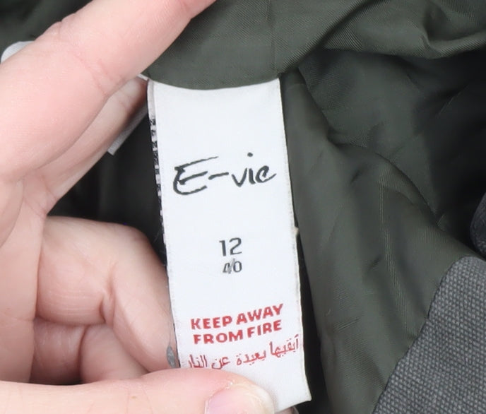 E-vie Women's Khaki Military Jacket Size 12 Cotton Twill Short