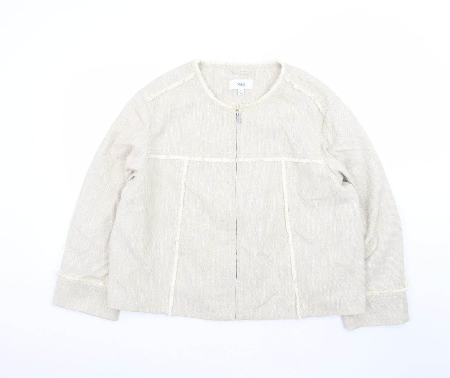 Marks and Spencer Women’s Beige Cotton Lined Zip Jacket Size 20