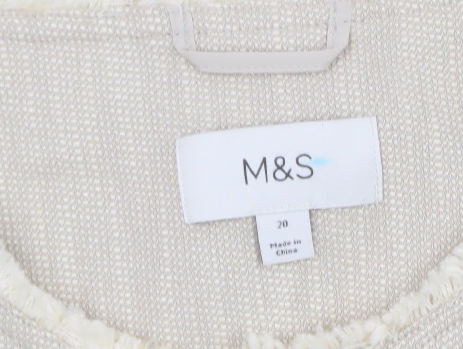 Marks and Spencer Women’s Beige Cotton Lined Zip Jacket Size 20