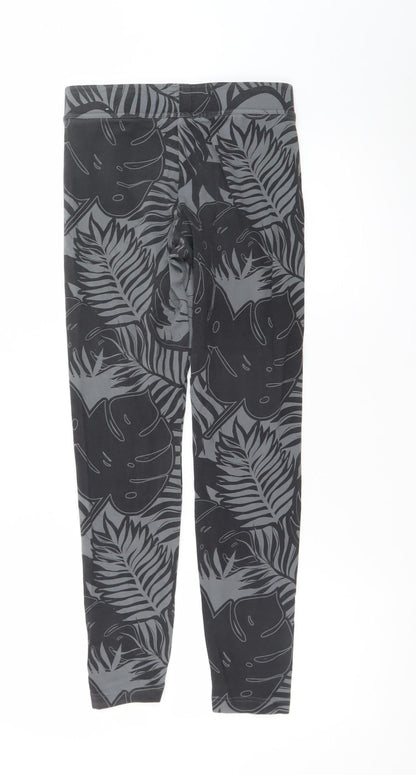 Adidas Girls Black Leaf Print Ankle Leggings Size 13-14 Years