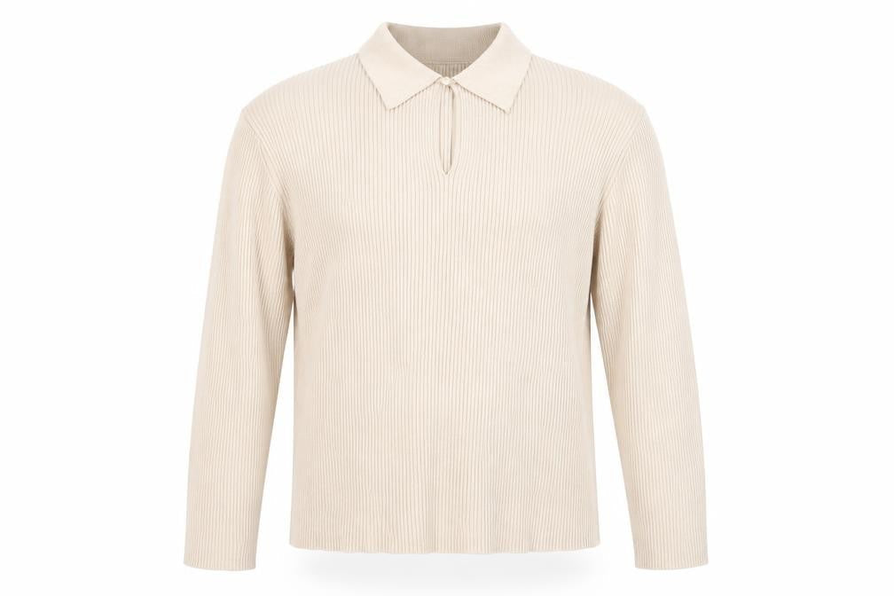 Marks and Spencer Men Beige XL Collared Knit Pullover Jumper