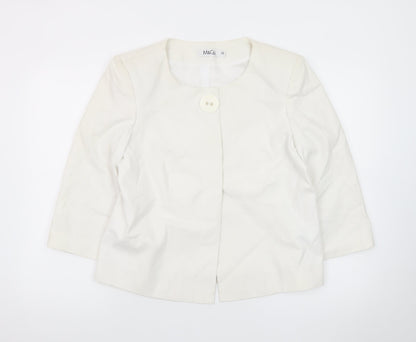 M&Co Women White Linen Blend Single Button Suit Jacket Size 14