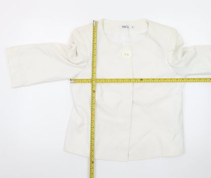 M&Co Women White Linen Blend Single Button Suit Jacket Size 14