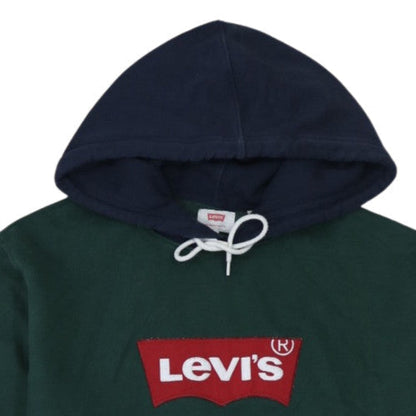 Levi's Men's Green XL Pullover Hoodie with Logo Graphic and Drawstring