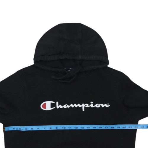 Champion Men's Black Pullover Hoodie L Logo Fleece Sweatshirt
